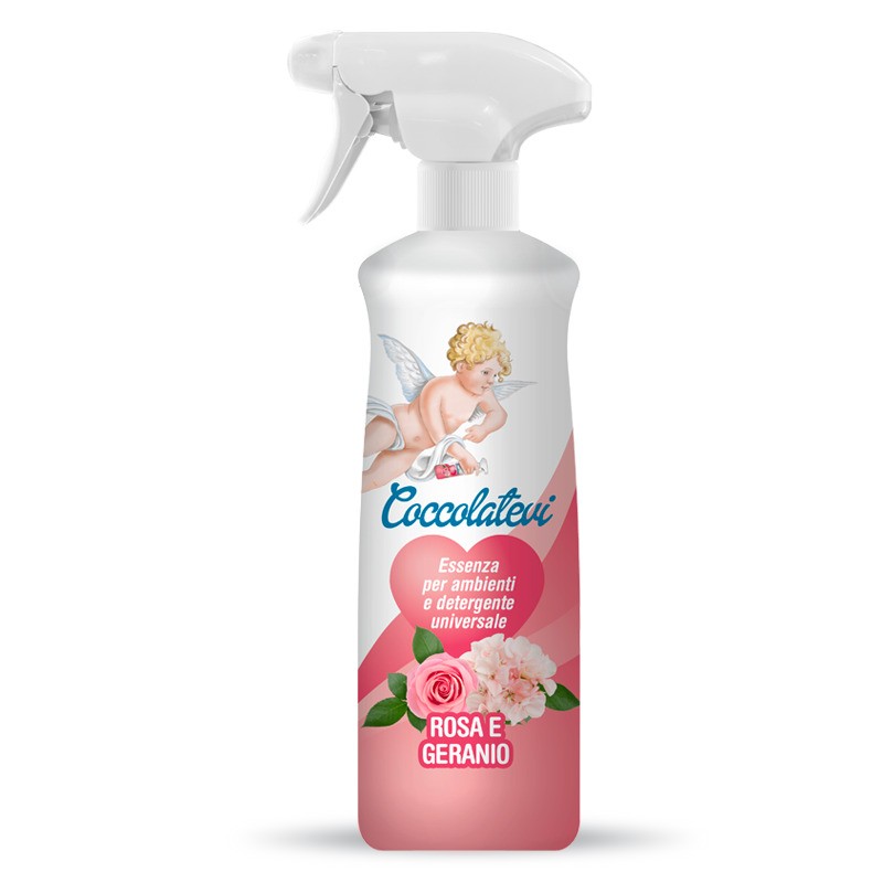 COCCOLATEVI ESSENZA PER AMBIENTI E DETERGENTE UNIVERSALE 750ML ROSA E GERANIO