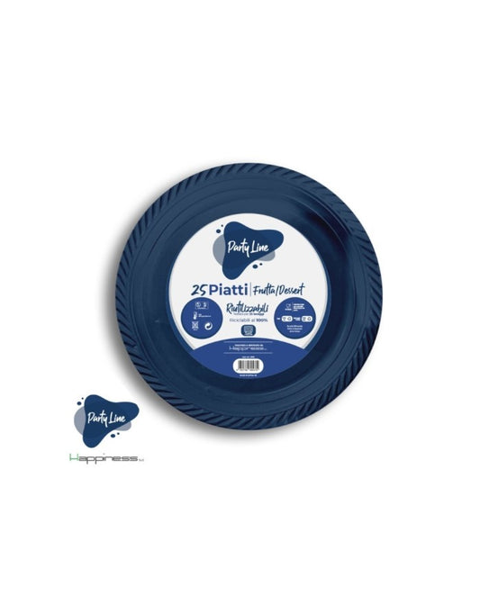 PARTY LINE 25 PIATTI FRUTTA/DESSERT CM.15 RIUTILIZZABILI BLU