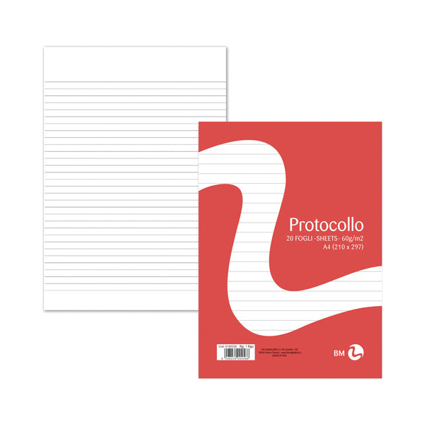 BM 20 FOGLI PROTOCOLLO A4 1 RIGO 60GR