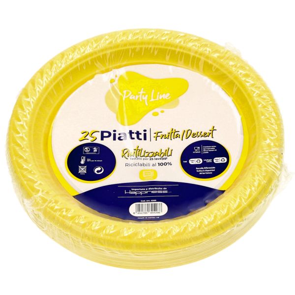 PARTY LINE 25 PIATTI FRUTTA/DESSERT CM.15 RIUTILIZZABILI GIALLO