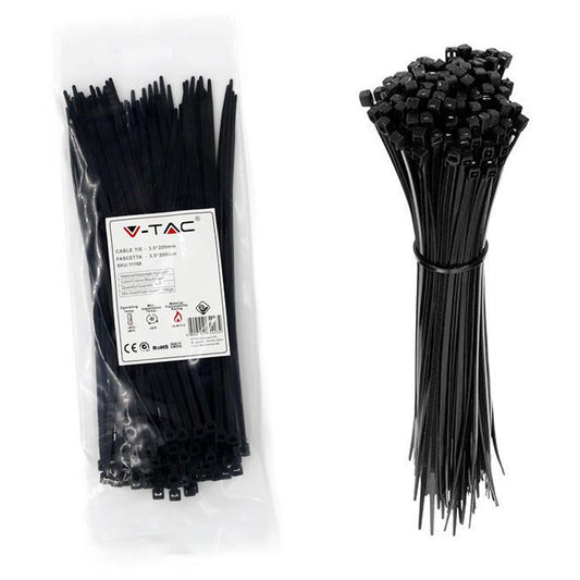 V-TAC FASCETTE CABLAGGIO 3,5X25MM NERO 100PZ