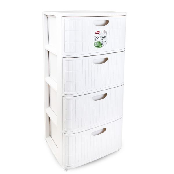 STEFANPLAST DOMUS CASSETTIERA 4 CASSETTI 40X40X80 BIANCO POLVERE