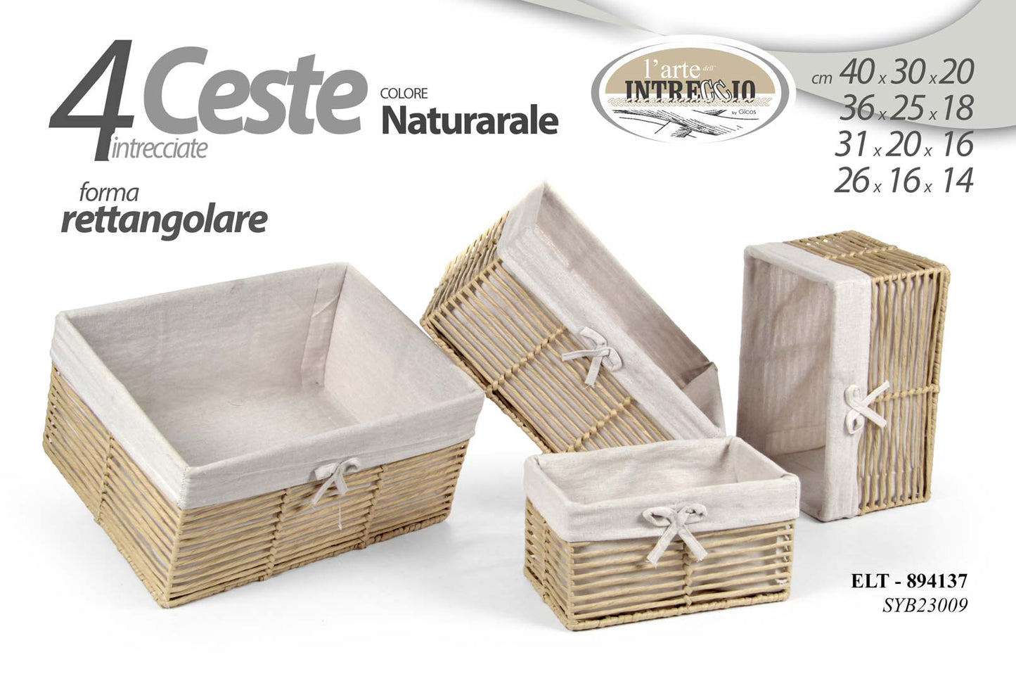 GICOS CESTA INTRECCIATA RETTANGOLARE CM.36X25X18