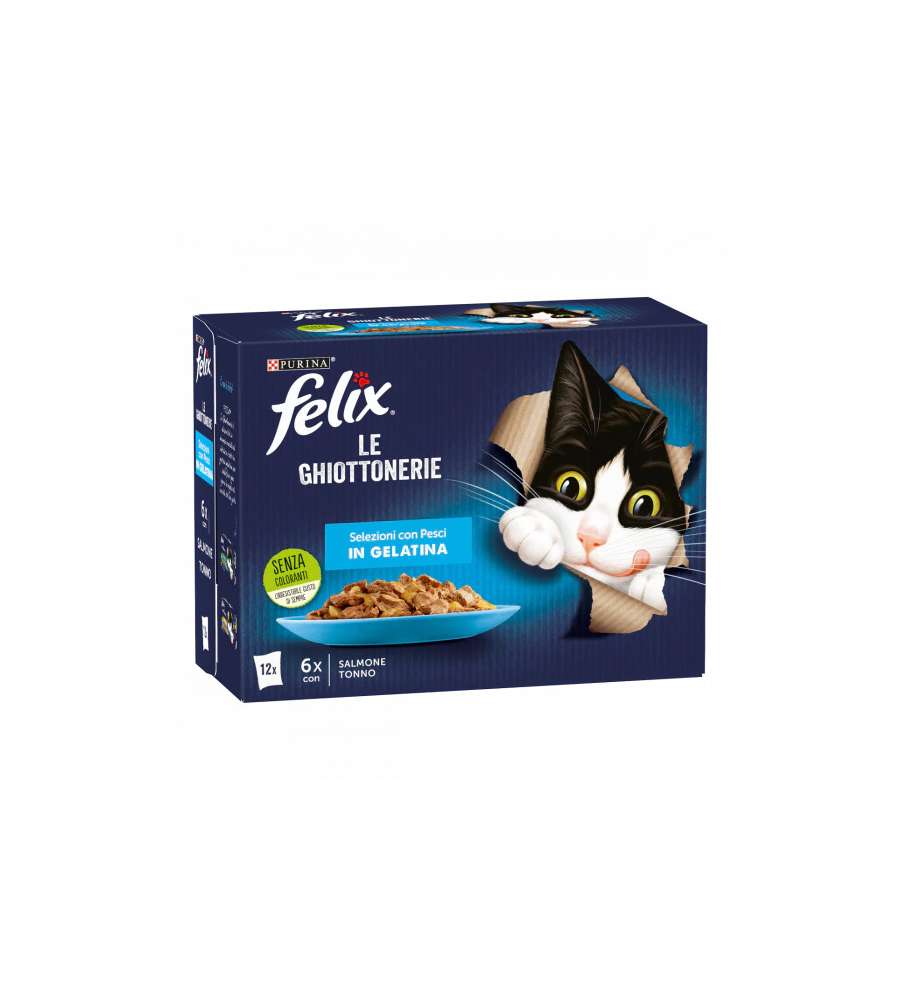 FELIX LE GHIOTTONERIE 12X85G SELEZIONI CON PESCI IN GELATINA SALMONE/TONNO