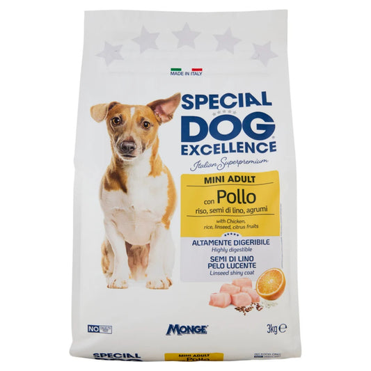 SPECIAL DOG EXCELLENCE CROCCANTINI 3KG MINI ADULT CON POLLO RISO,SEMI DI LINO,AGRUMI