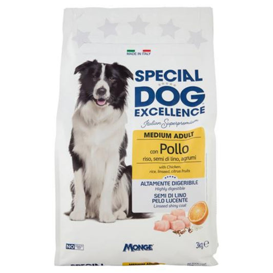 SPECIAL DOG EXCELLENCE CROCCANTINI 3KG MEDIUM ADULT CON POLLO RISO,SEMI DI LINO,AGRUMI