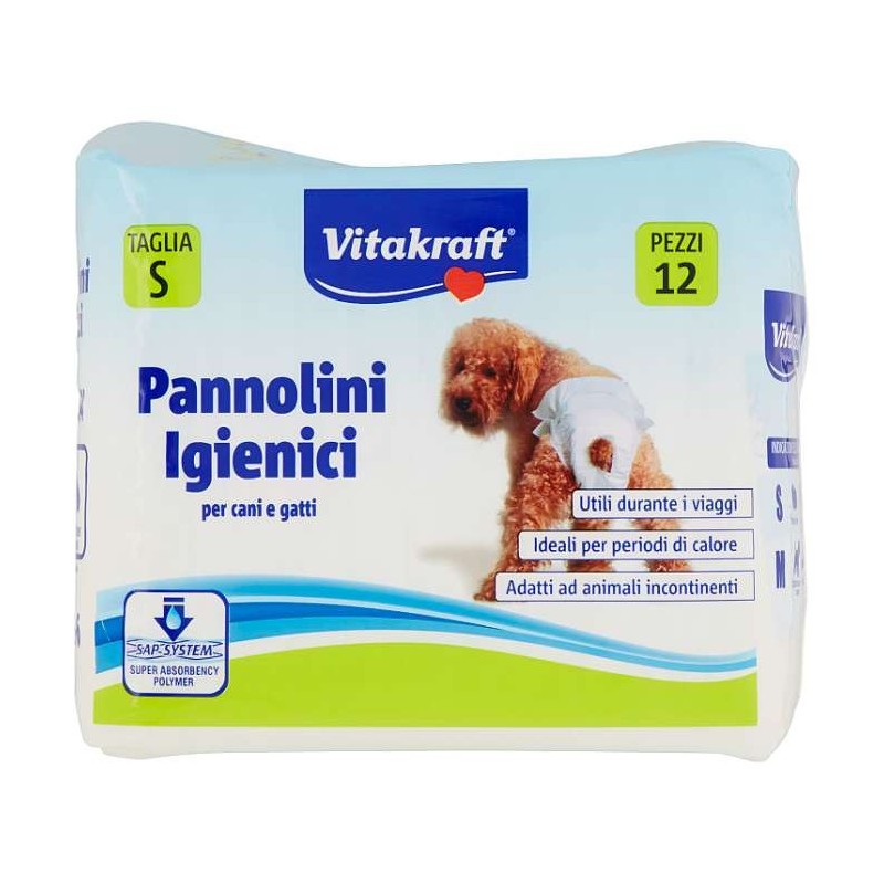 VITAKRAFT PANNOLINI IGIENICI CANI E GATTI TAGLIA S 12PZ