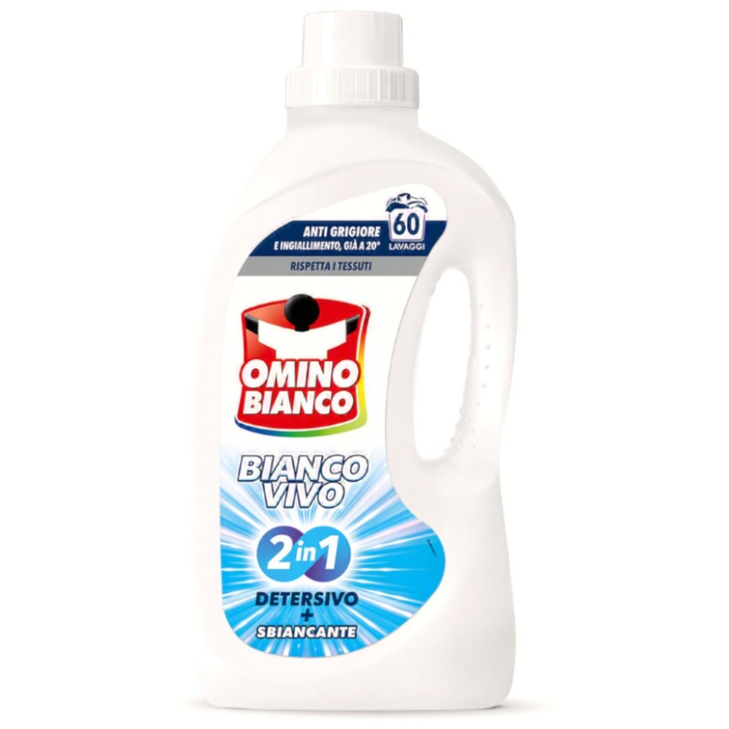 OMINO BIANCO LAVATRICE LIQUIDO 2,4L 60LAV. BIANCO VIVO 2 IN 1 DETERSIVO + SBIANCANTE