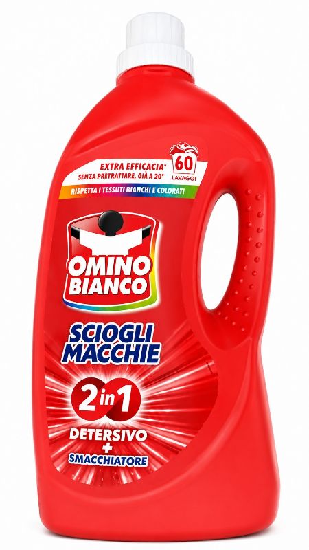 OMINO BIANCO LAVATRICE LIQUIDO 2,4L 60LAV. SCIOGLI MACCHIE 2 IN 1 DETERSIVO + SMACCHIATORE