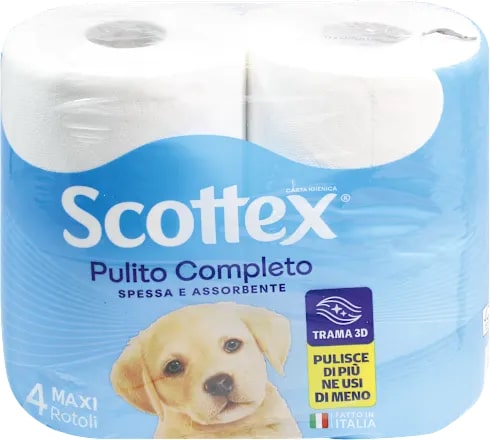 SCOTTEX CARTA IGIENICA PULITO COMPLETO 4 MAXI ROTOLI