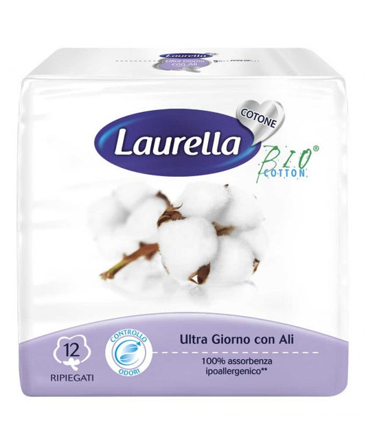 LAURELLA BIO COTONE X12 ULTRA GIORNO CON ALI RIPIEGATI