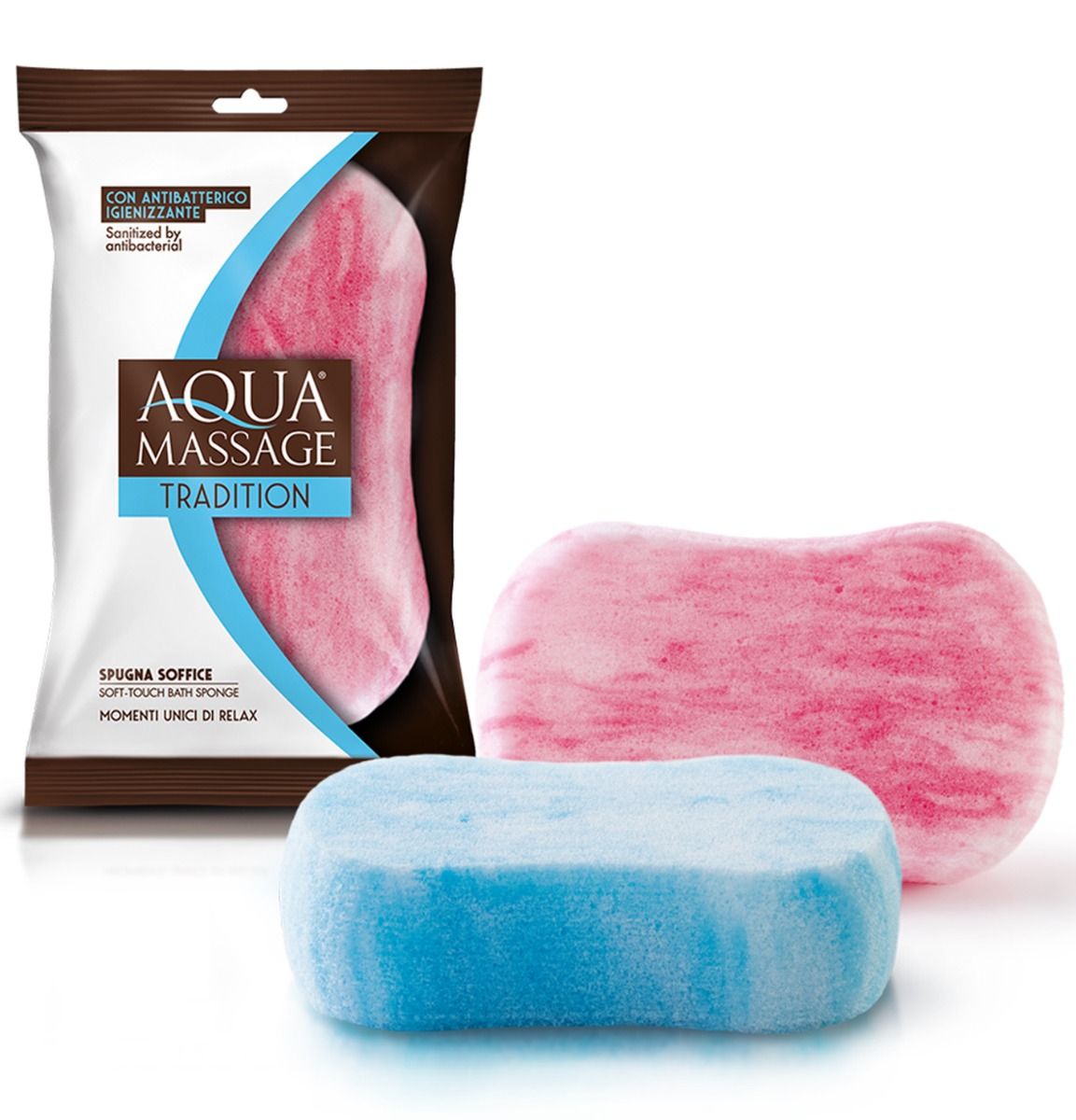 AQUA MASSAGE TRADITION SPUGNA SOFFICE CON ANTIBATTERICO IGIENIZZANTE