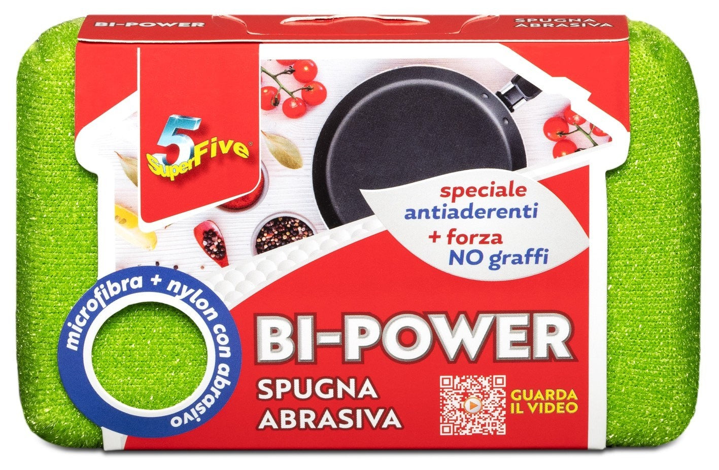 SUPERFIVE PANNO SPUGNA ABRASIVA BI-POWER MICROFIBRA + NYLON