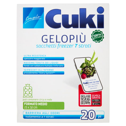 CUKI GELOPIU' SACCHETTI FREEZER 7 STRATI CM.23X32 20PZ MEDIO