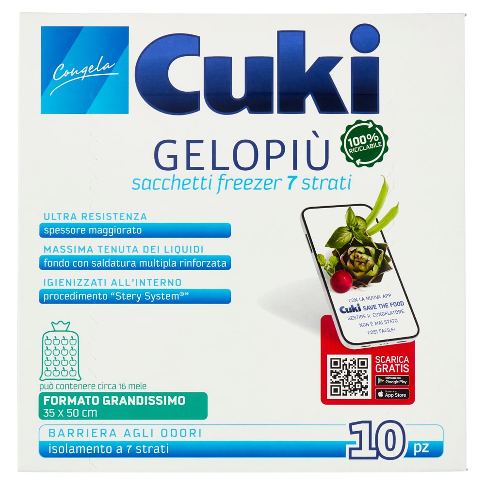 CUKI GELOPIU' SACCHETTI FREEZER 7 STRATI CM.35X50 10PZ GRANDISSIMO