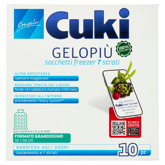 CUKI GELOPIU' SACCHETTI FREEZER 7 STRATI CM.35X50 10PZ GRANDISSIMO