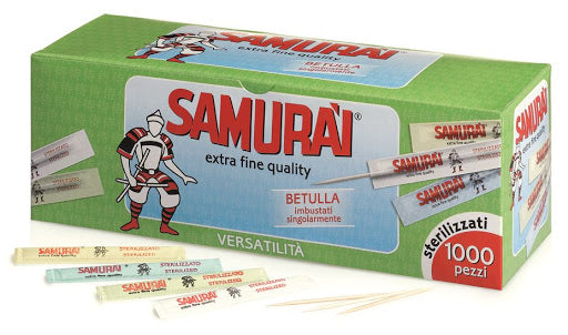 SAMURAI 1000 STUZZICADENTI BETULLA IMBUSTATI SINGOLARMENTE