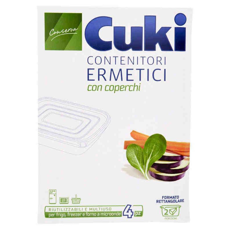 CUKI CONTENITORI ERMETICI RETTANGOLARI CON COPERCHI 2 PORZIONI 4PZ