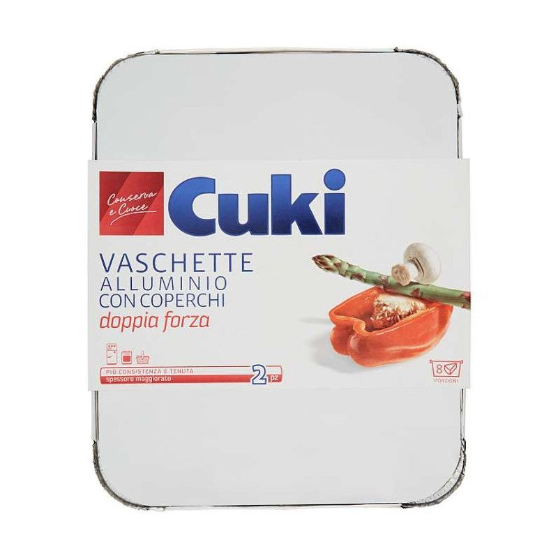 CUKI VASCHETTE ALLUMINIO CON COPERCHI DOPPIA FORZA 8 PORZIONI 2PZ R98