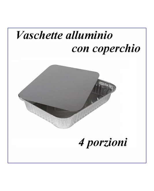 QUIK VASCHETTE ALLUMINIO CON COPERCHI 4 PORZIONI 3PZ R11