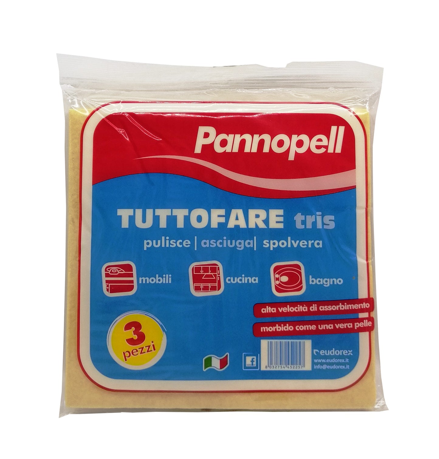 EUDOREX PANNOPELL TUTTOFARE TRIS PULISCE-ASCIUGA-SPOLVERA 3PZ BEIGE