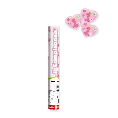 BIG PARTY POPPER 30CM 1 COMPLEANNO ROSA
