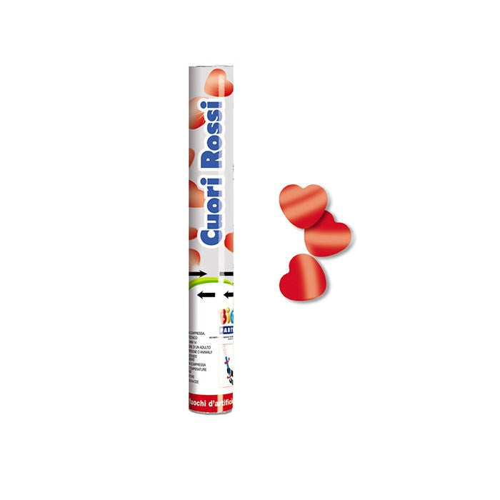 BIG PARTY POPPER 30CM CUORI ROSSI METAL