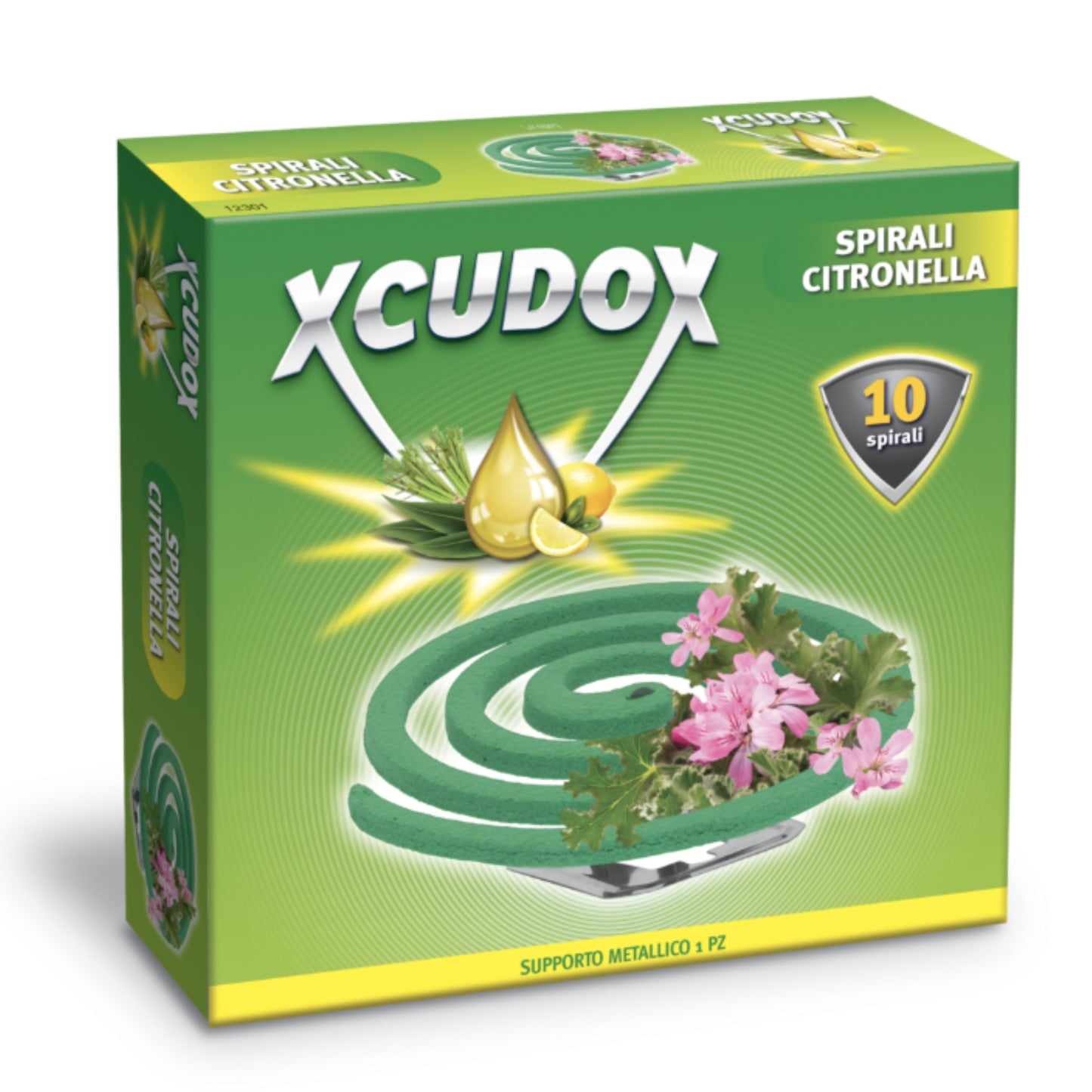 XCUDOX SPIRALI CITRONELLA 10PZ CON SUPPORTO METALLICO 1PZ