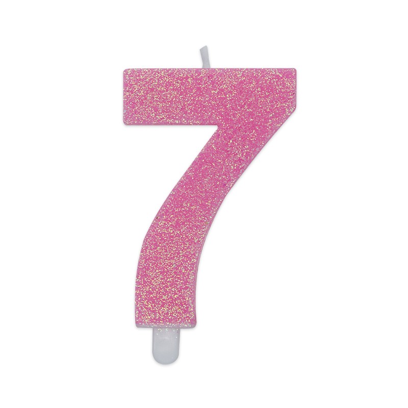 BIG PARTY CANDELA SWEETY GLITTER 7 ROSA