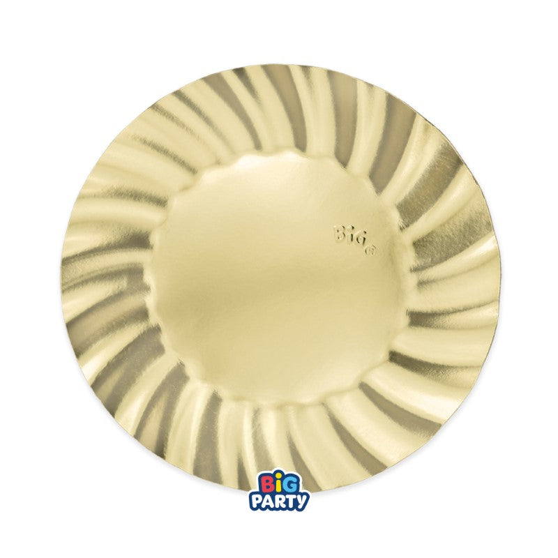 BIG PARTY 6 PIATTI CM.20 WAVY ORO METAL