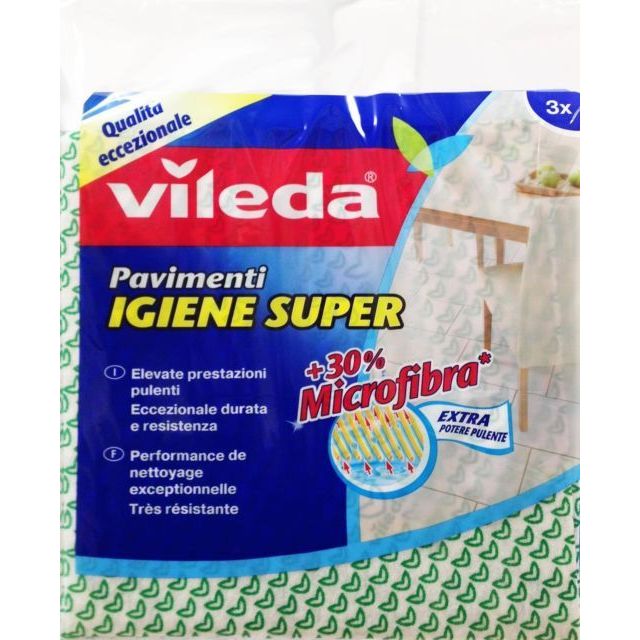 VILEDA PAVIMENTI IGIENE SUPER +30% MICROFIBRA 3PZ