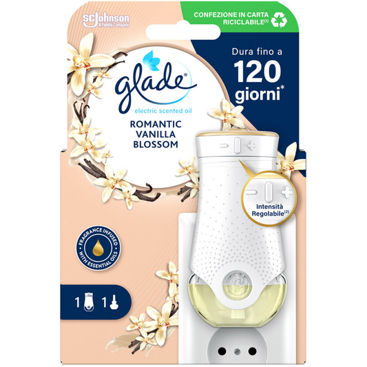 GLADE ELECTRIC SCENTED OIL KIT BASE+RICARICA ROMANTIC VANILLA BLOSSOM