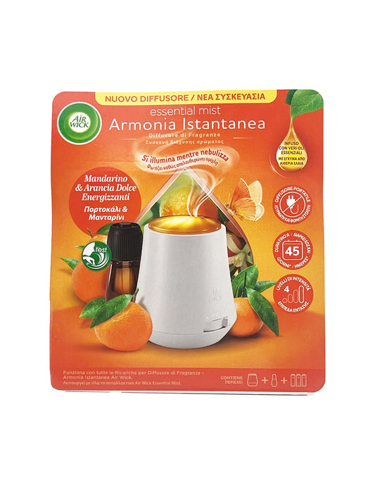 AIR WICK DIFFUSORE COMPLETO OLI ESSENZIALI ARMONIA ISTANTANEA RICARICA MANDARINO & ARANCIA DOLCE ENERGIZZANTI