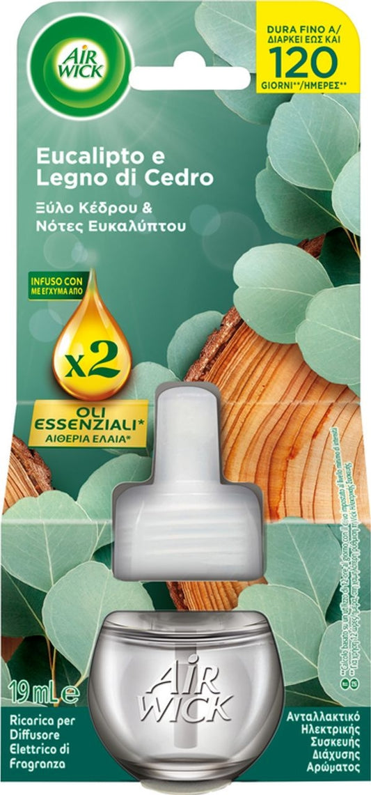 AIR WICK RICARICA ELETTRICO 19ML OLI ESSENZIALI X2 EUCALIPTO E LEGNO DI CEDRO