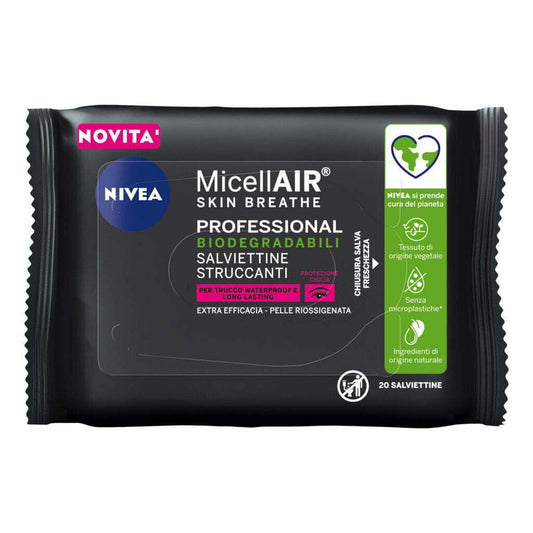 NIVEA MICELLAIR SALVIETTINE STRUCCANTI BIODEGRADABILI WATERPROOF X20