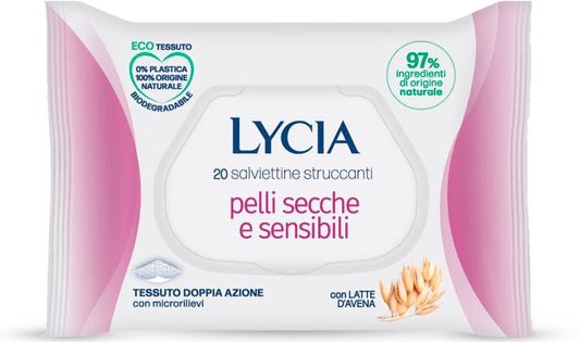 LYCIA SALVIETTINE STRUCCANTI 20PZ PELLI SECCHE E SENSIBILI CON LATTE DI AVENA