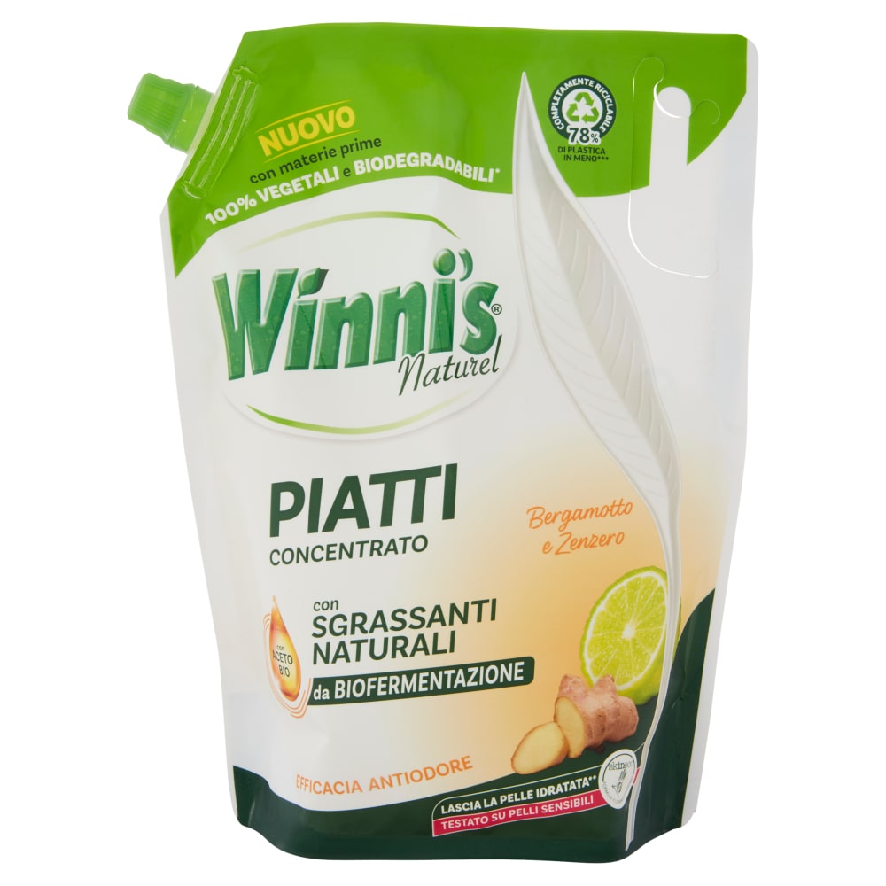 WINNI'S PIATTI CONCENTRATO ECORICARICA 900ML BERGAMOTTO E ZENZERO
