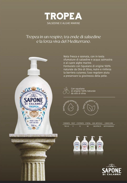 FIORILLO SAPONE DI CALABRIA LIQUIDO 750ML TROPEA SALSEDINE E ALGHE MARINE