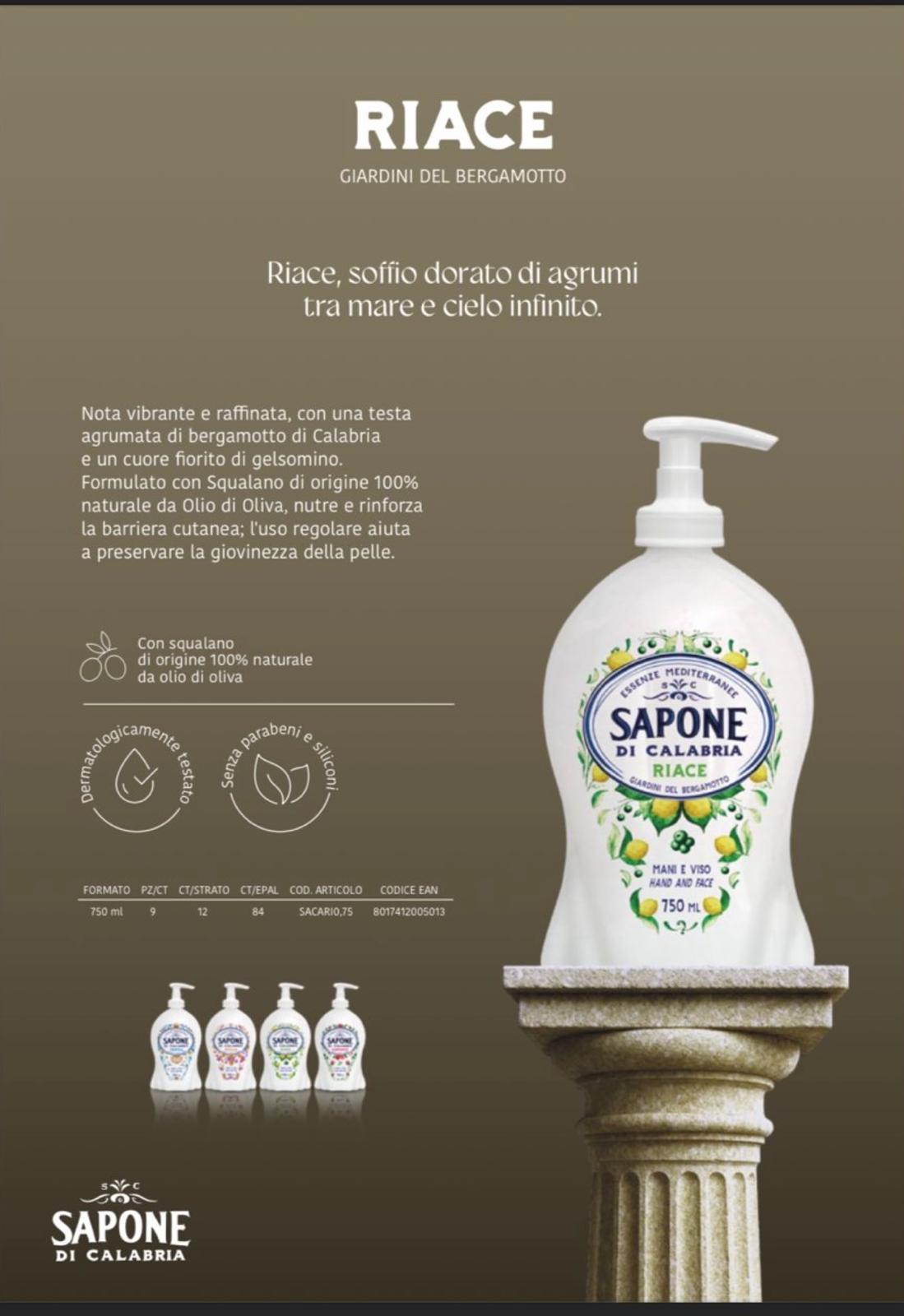 FIORILLO SAPONE DI CALABRIA LIQUIDO 750ML RIACE GIARDINI DEL BERGAMOTTO