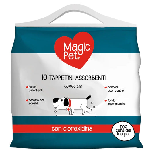 MAGIC PET TAPPETINI ASSORBENTI CM.60X60 10PZ CON CLOREXIDINA