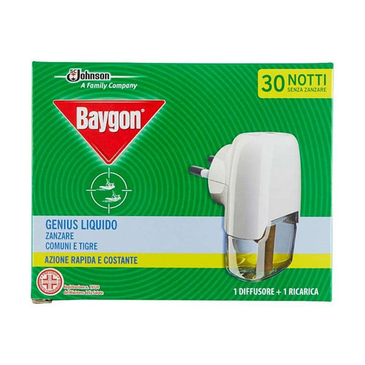 BAYGON GENIUS LIQUIDO 1 DIFFUSORE + 1 RICARICA 30 NOTTI