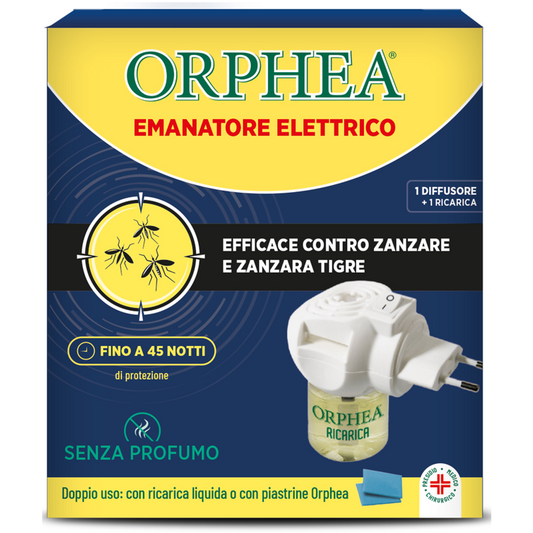 ORPHEA EMANATORE ELETTRICO DOPPIO USO 1 DIFFUSORE + 1 RICARICA 33ML SENZA PROFUMO 45 NOTTI