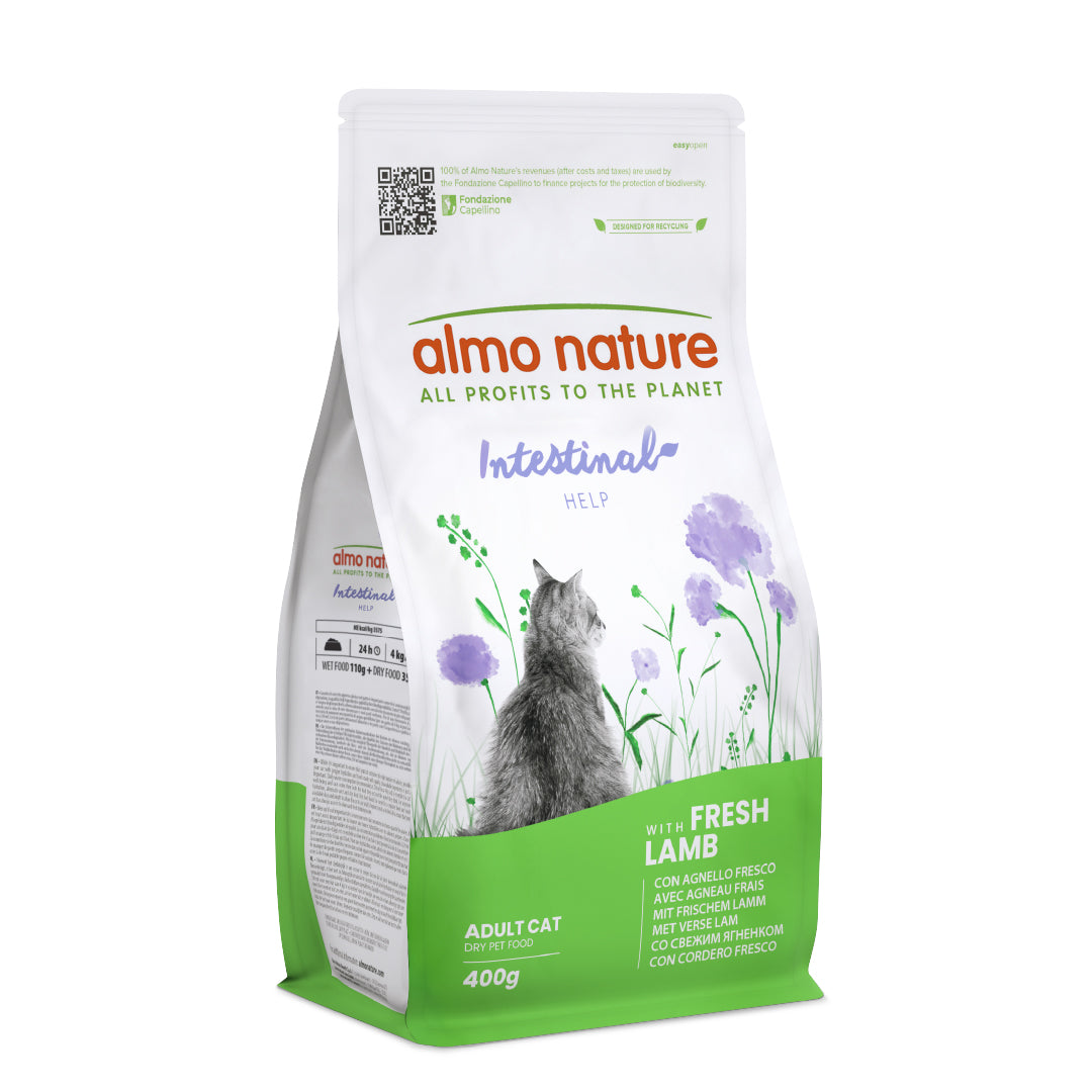 ALMO NATURE INTESTINAL HELP CROCCANTINI GATTO 400G ADULT AGNELLO FRESCO