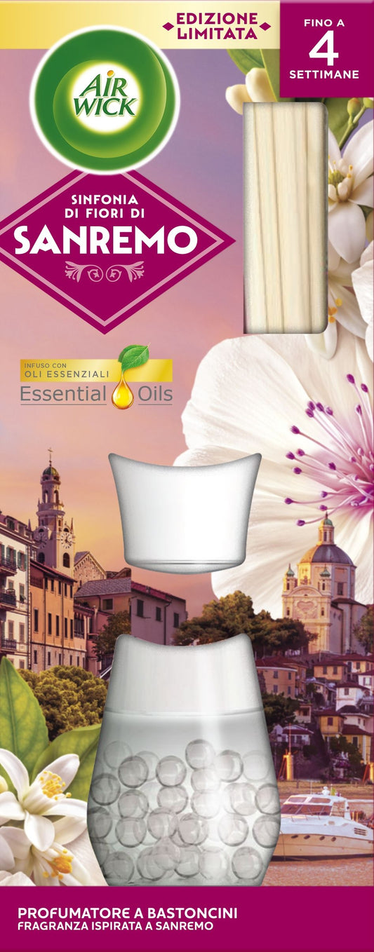 AIR WICK PROFUMATORE A BASTONCINI ESSENTIAL OILS SINFONIA DI FIORI DI SANREMO