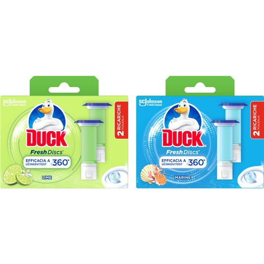 DUCK FRESH DISCS 12 DISCS 2 RICARICHE MARINE/LIME ASSORTITE 2X36ML
