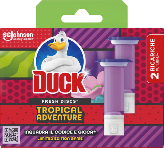 DUCK FRESH DISCS 12 DISCS 2 RICARICHE TROPICAL ADVENTURE 2X36ML