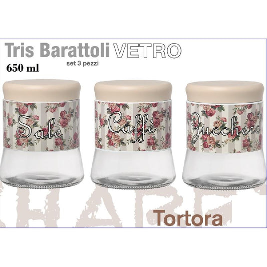 GIARDINI DI MARZO TRIS BARATTOLI 650ML SHABBY CREMA