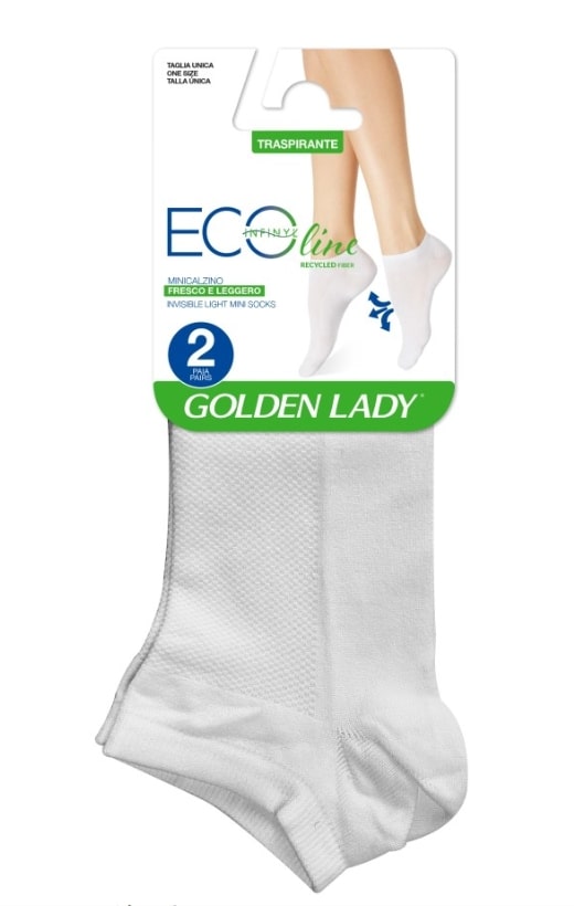 GOLDEN LADY ECOLINE MINI CALZINO 2 PAIA TG. UNICA BIANCO