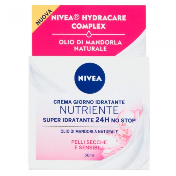 NIVEA CREMA GIORNO IDRATANTE NUTRIENTE 50ML OLIO DI MANDORLA NATURALE SPF15 PELLI SECCHE E SENSIBILI