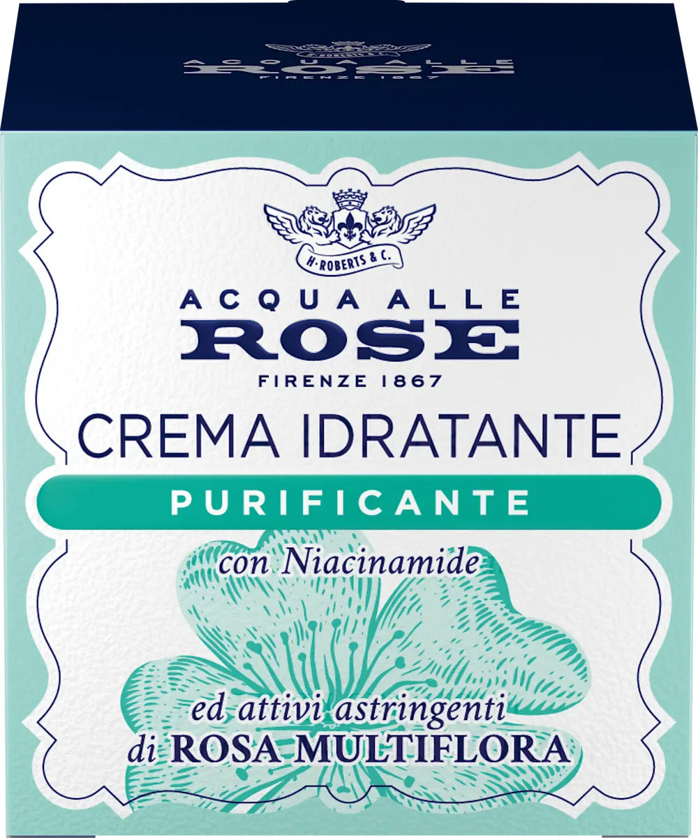 ROBERTS ACQUA ALLE ROSE CREMA VISO IDRATANTE 50ML PURIFICANTE CON NIACINAMIDE ED ATTIVI ASTRINGENTI DI ROSA MULTIFLORA